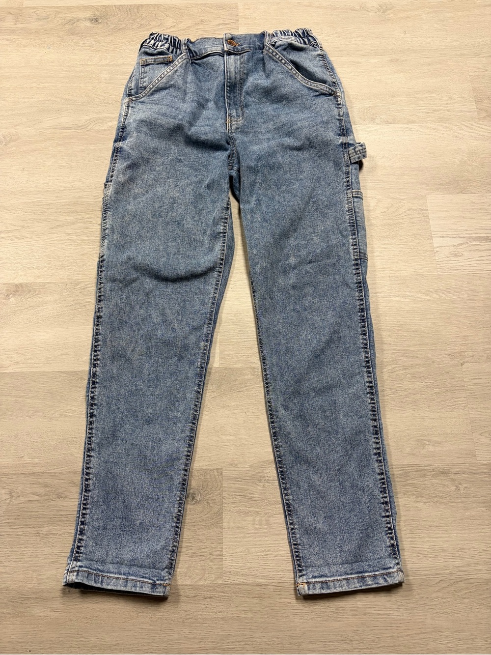 Ardene Women's Light Denim Straight-Leg Cargo Jeans
